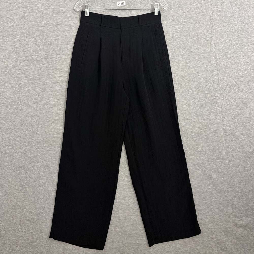 Everlane Womens 4 Black Way-High Pleated Drape Wide Leg Pants Trousers